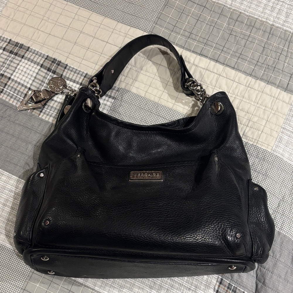 Vintage Versace Black Leather shoulder bag